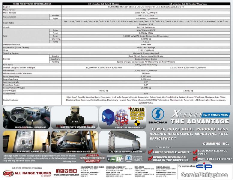 Shacman Heavy Duty Truck X3000 Cab & Chassis Cummins CELECT 385HP 11L 6cylinder ISM Manual 2019 - image 13